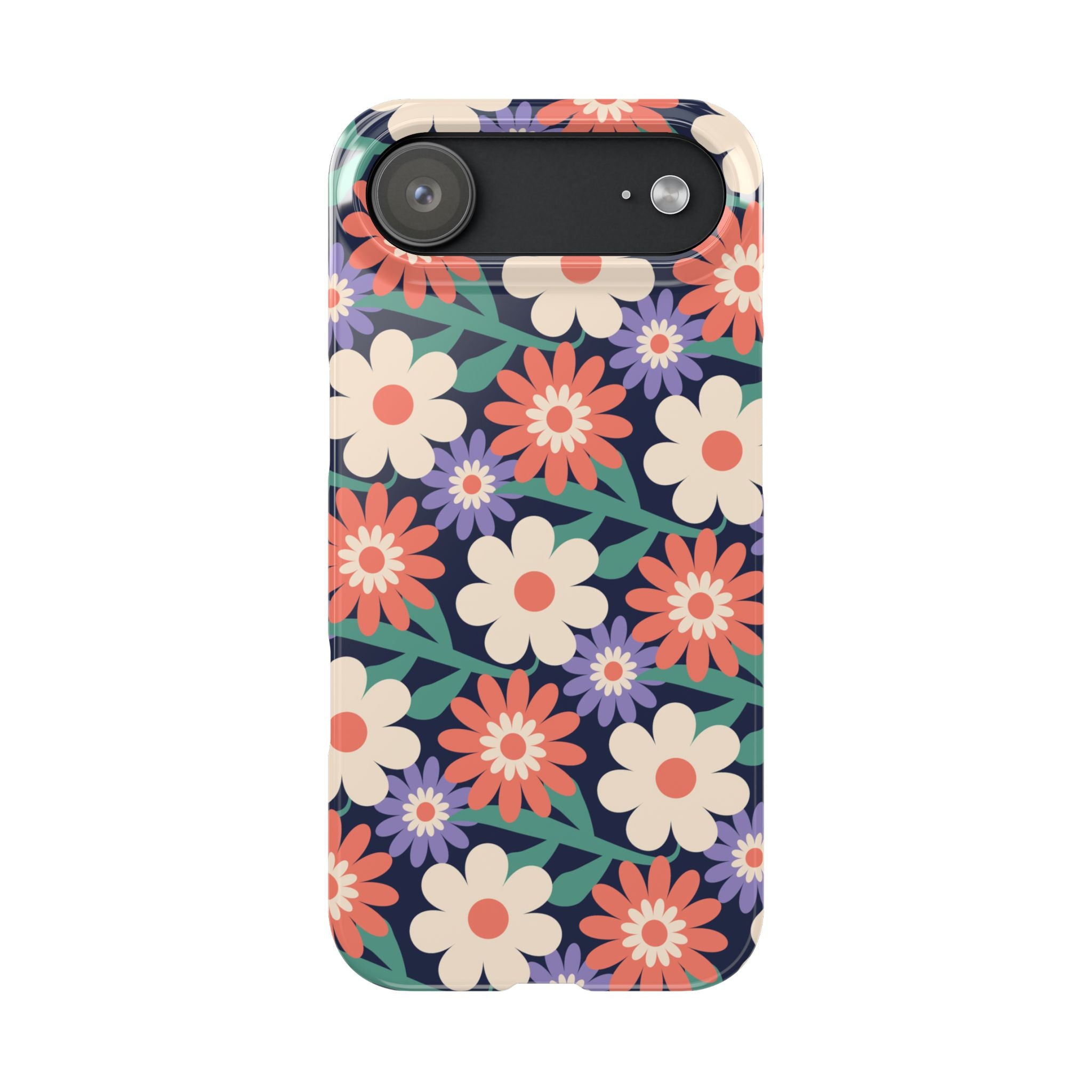 Floral Retro Slim Phone Case – Navy Ditsy Flowers