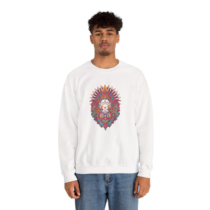 Crewneck Sweatshirt — Colorful Mandala Goddess Graphic