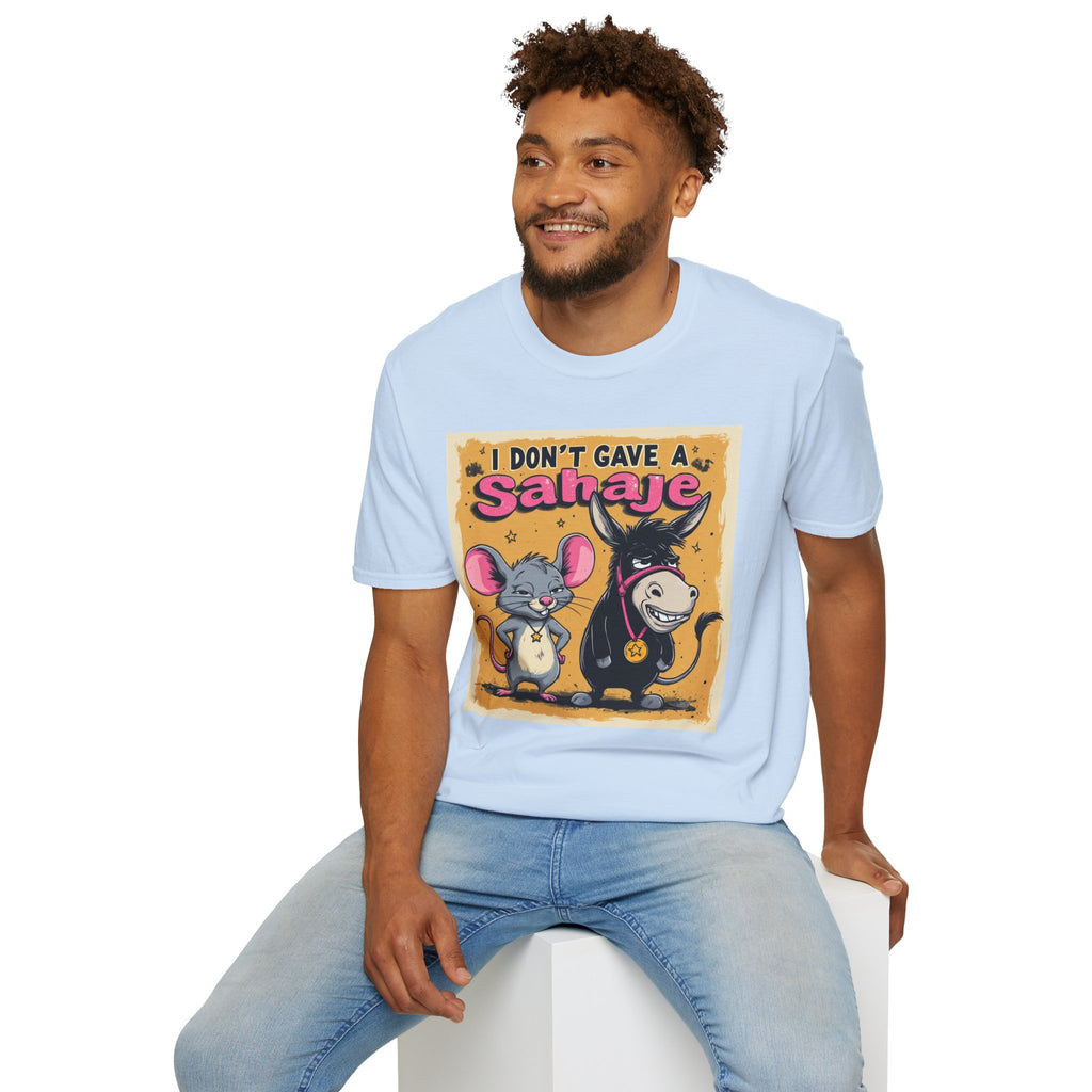 Don’t Give a Satrage T-Shirt — Funny Mouse & Donkey Cartoon Tee