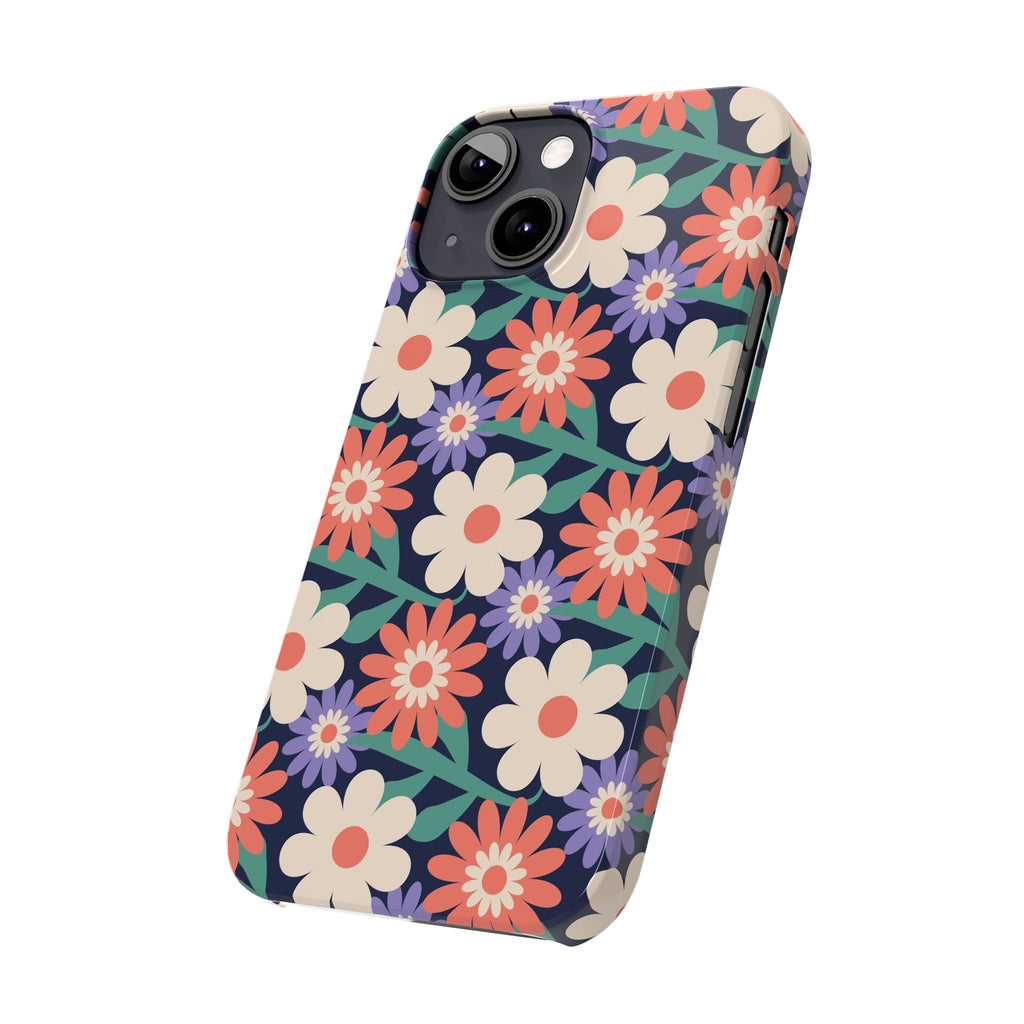 Floral Retro Slim Phone Case – Navy Ditsy Flowers