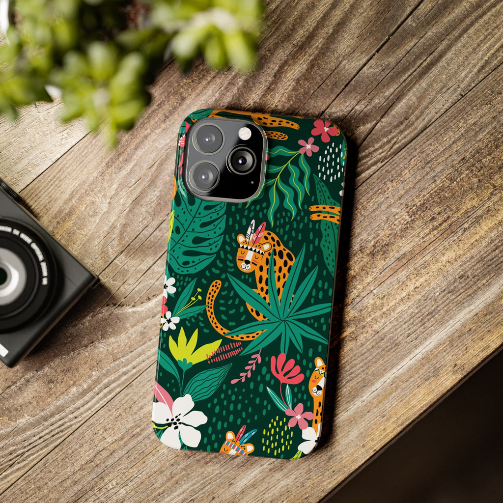 Slim Phone Case — Tropical Jungle Leopard Floral Pattern (Slim Protective Phone Cover)