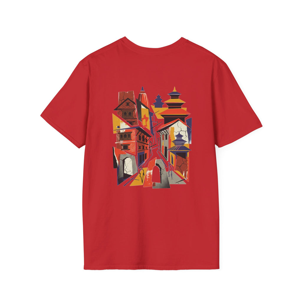 Nepal Street Scene T-Shirt — Colorful Kathmandu Illustration Tee