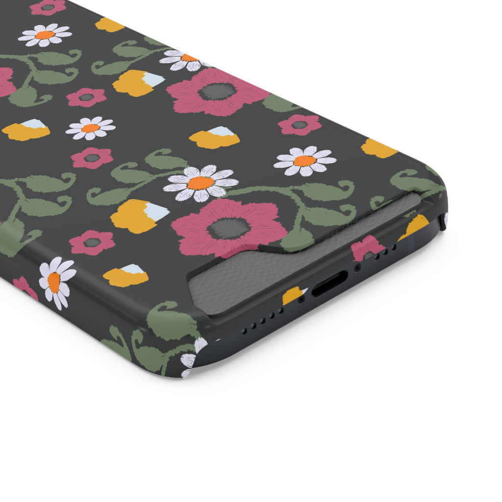 Floral Phone Case with Card Holder, Stylish Smartphone Accessory, Gifts for Her, Trendy Floral Design, Perfect for Spring & Summer