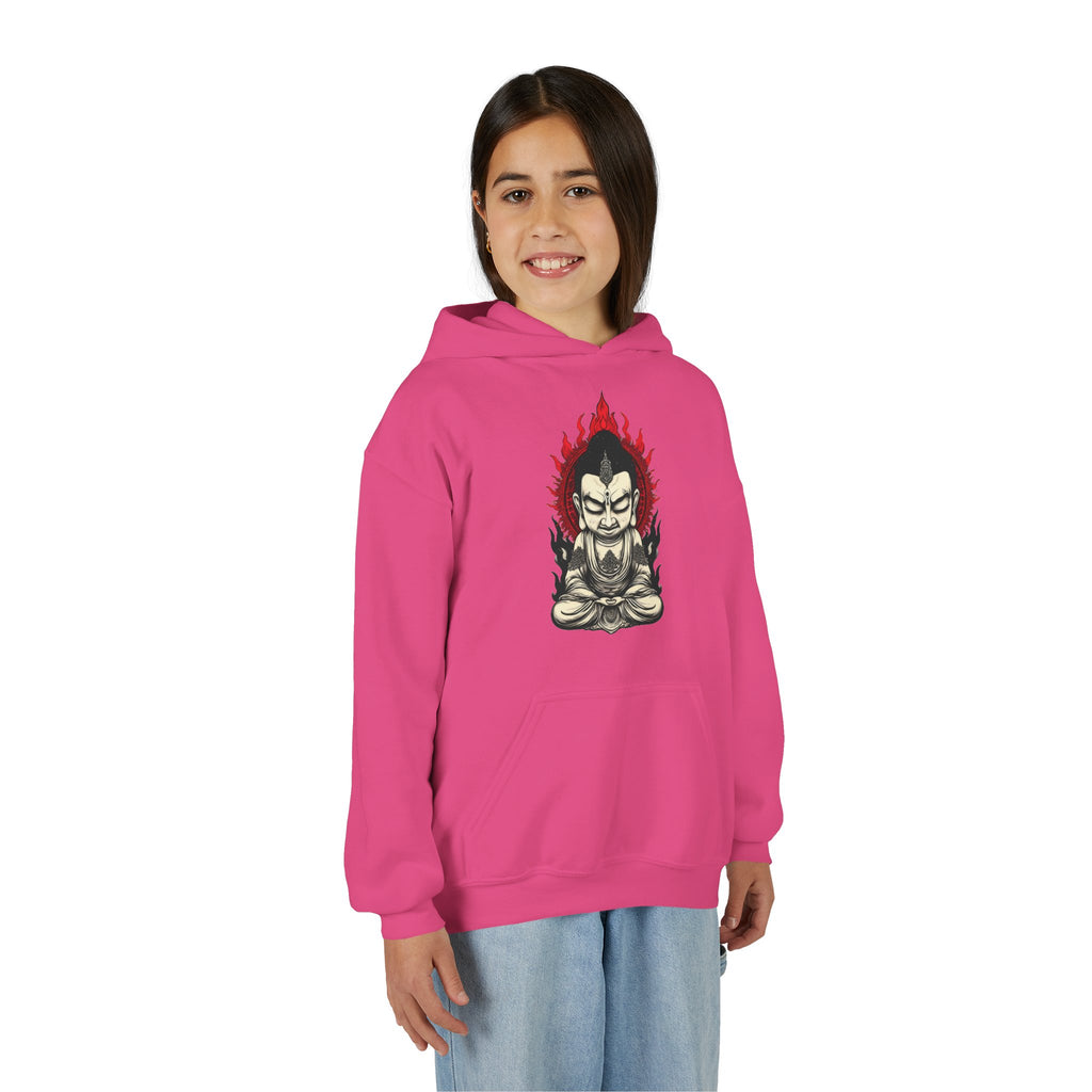 Youth Hoodie — Flaming Meditating Demon Graphic