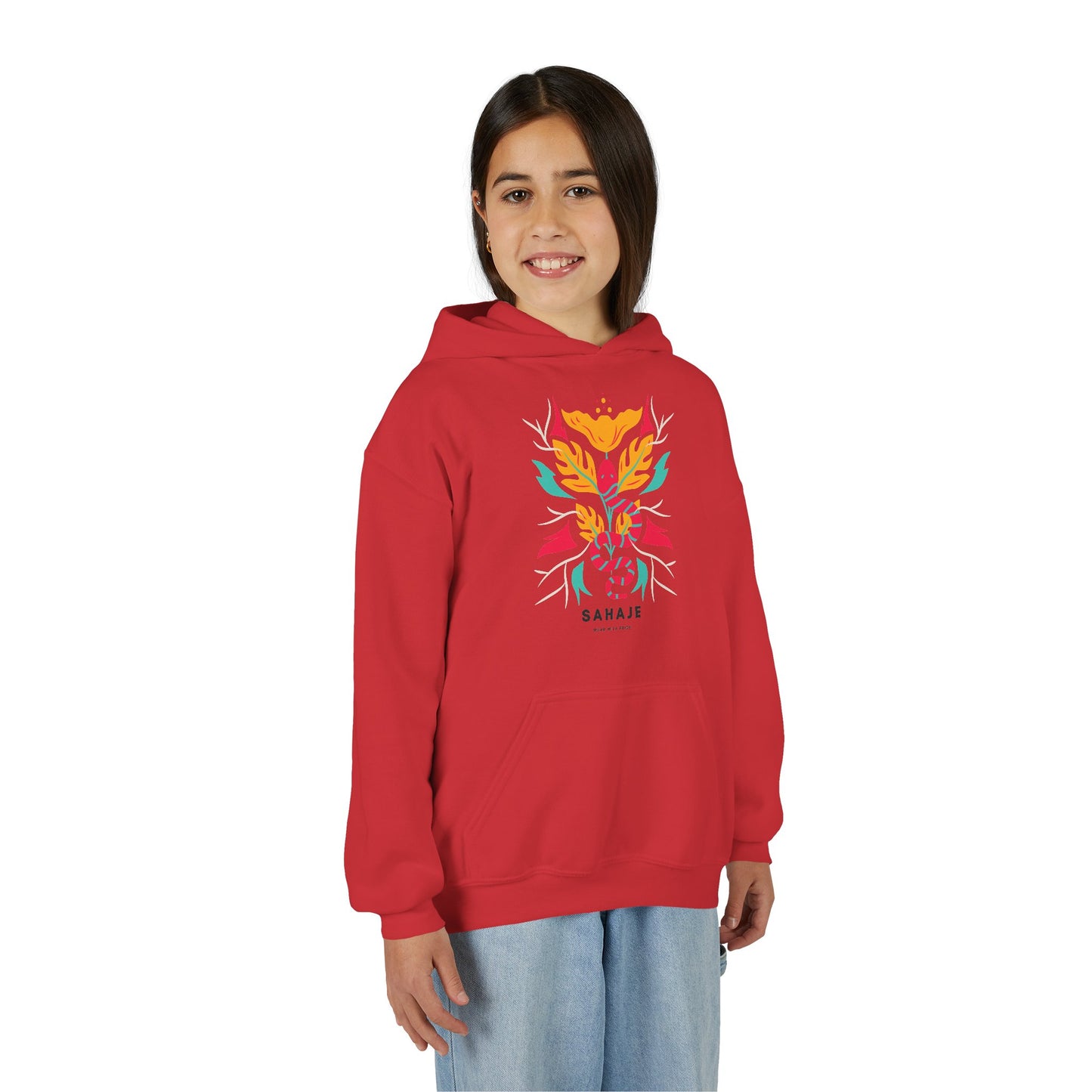 Youth Hoodie — Colorful Sahaja Floral Serpent Design