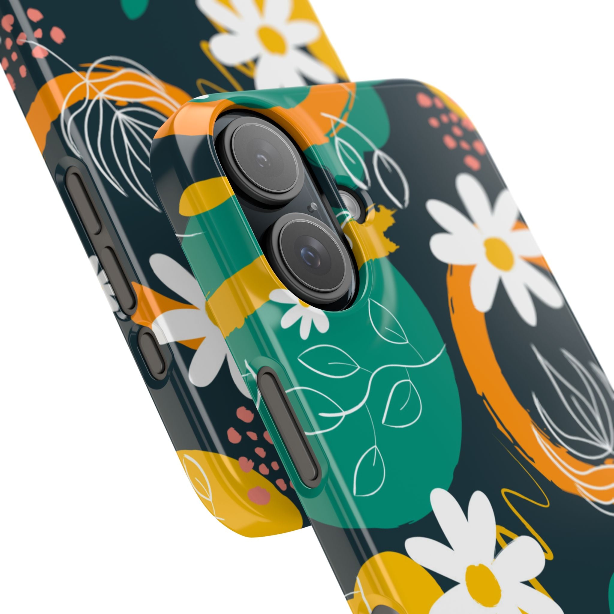 Floral Circle Slim Phone Case — Colorful Abstract Daisies Phone Cover