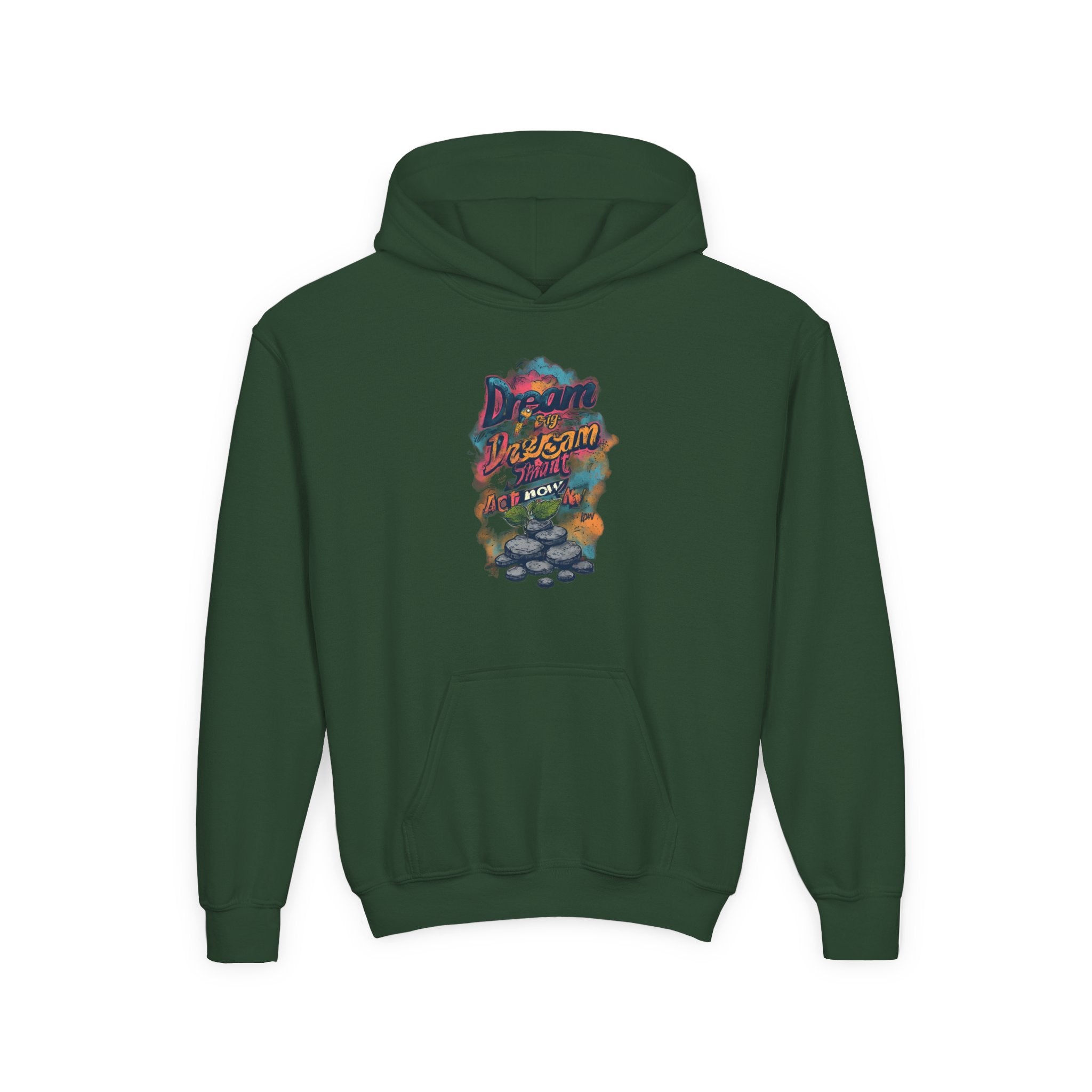 Dream Chasin' Youth Hoodie — Colorful Motivational Graphic Hoodie