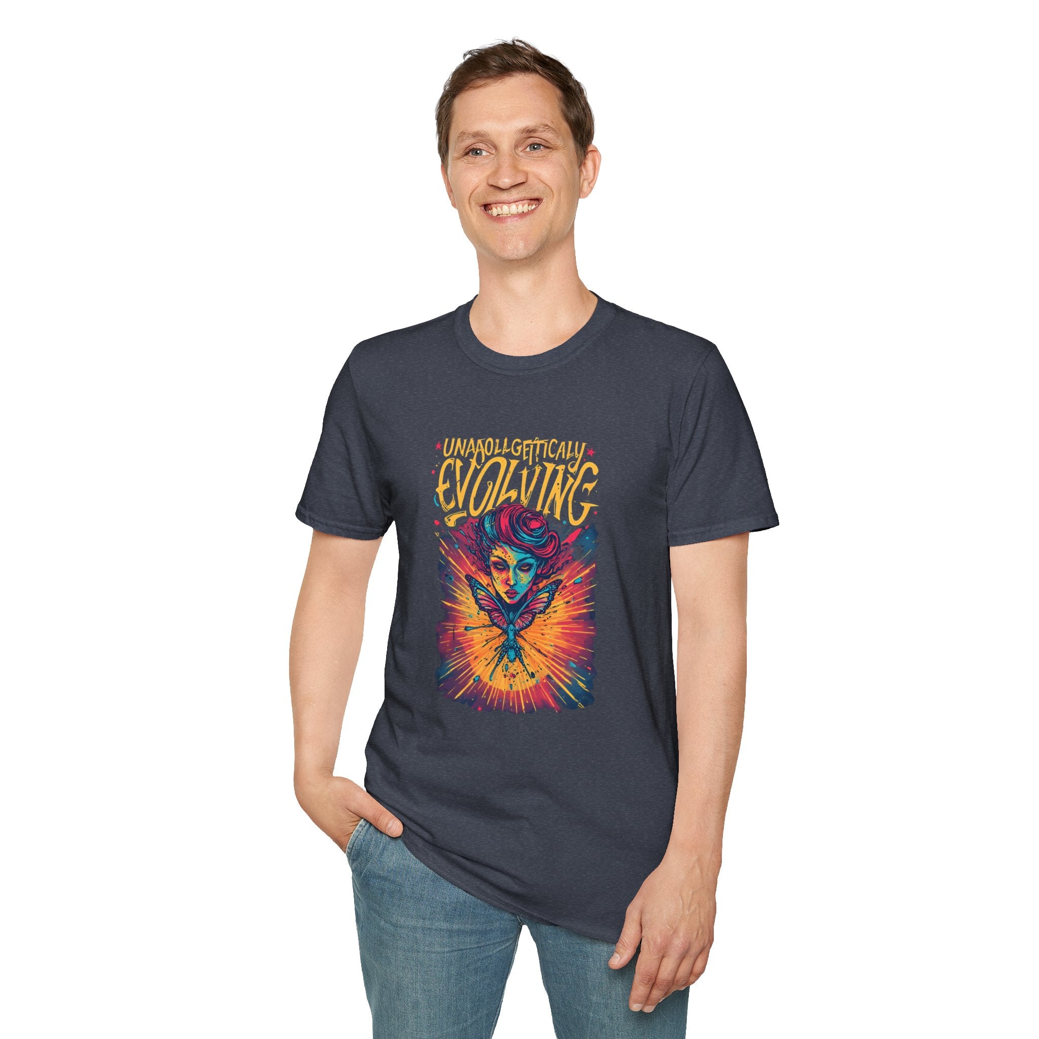 Unapologetically Evolving T-Shirt — Vibrant Butterfly Woman Graphic Tee