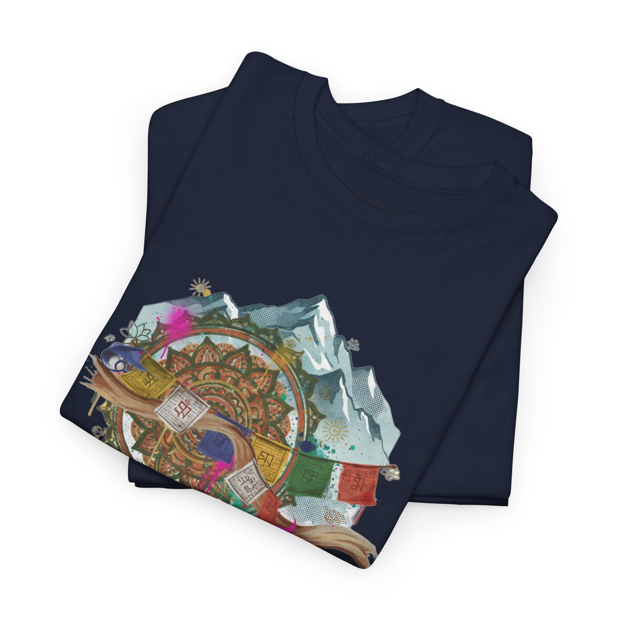 Adventure Compass Graphic Tee — Mountain, Globe & Flag Illustration