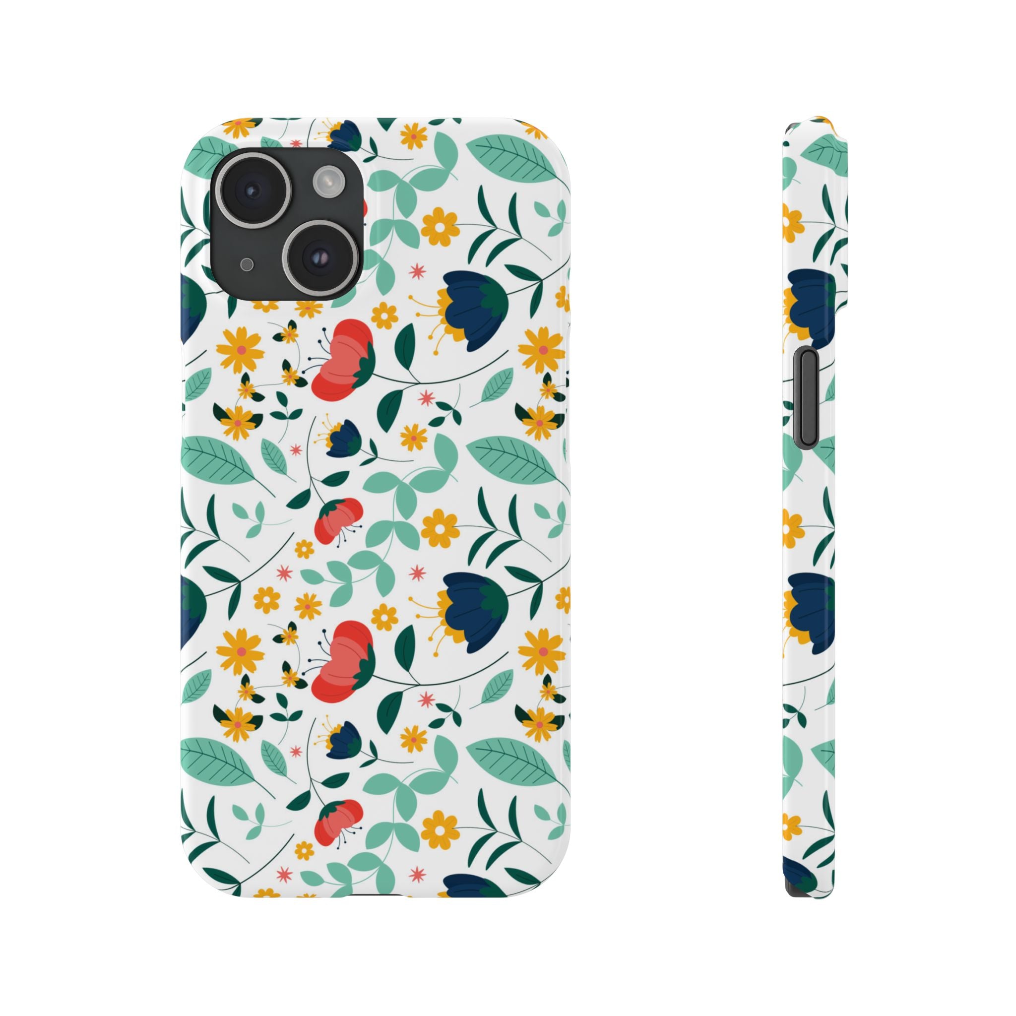 Floral Slim Phone Case — Colorful Folk Flower Pattern