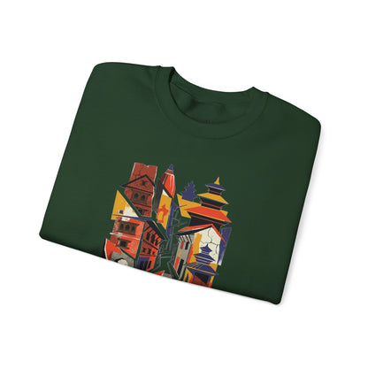 Crewneck Sweatshirt — Abstract Cityscape Graphic (Colorful Architectural Illustration)