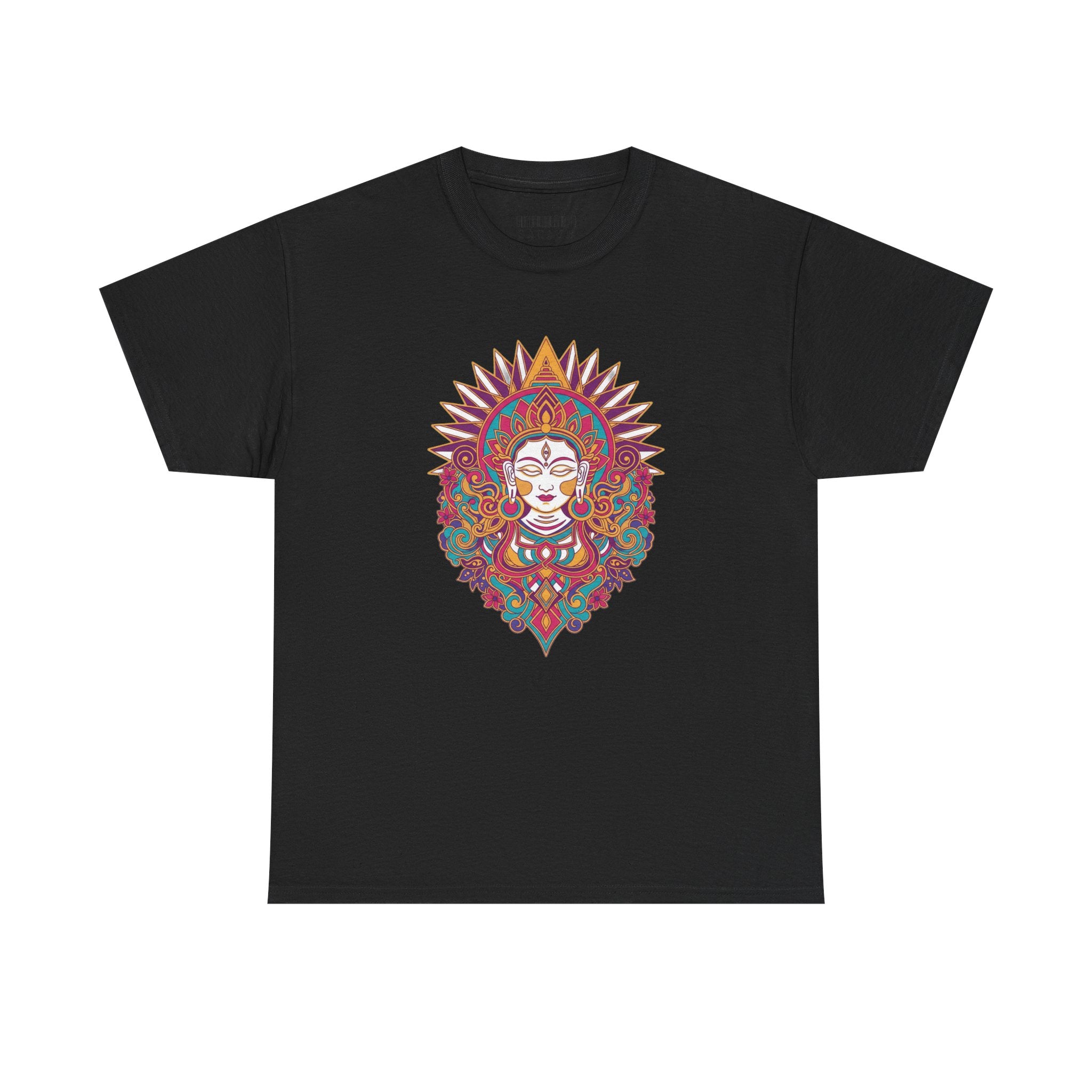 Spiritual Goddess Sun Mandala Tee — Colorful Boho Yoga T‑Shirt