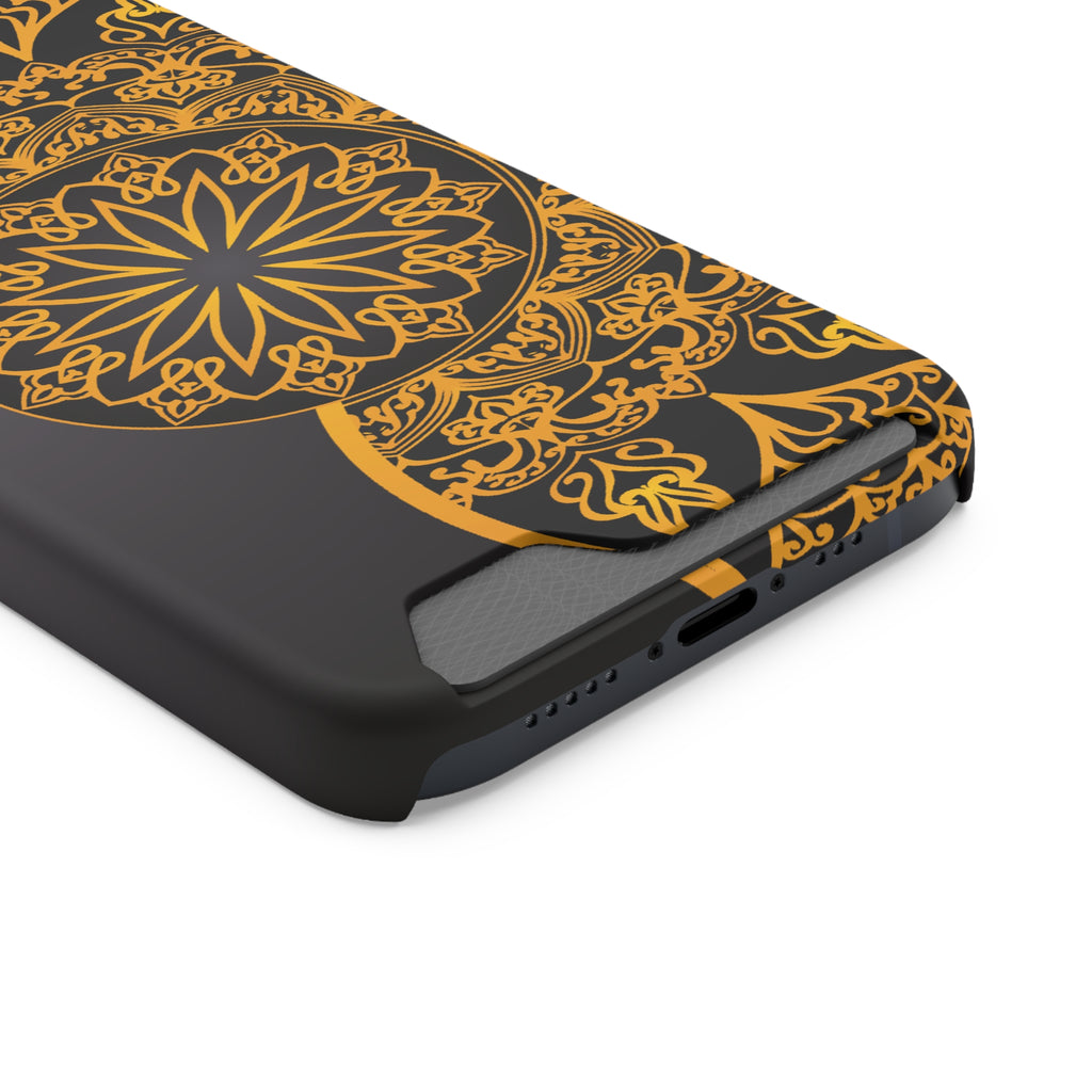 Elegant Mandala Phone Case With Card Holder, Boho Chic Gift, Smartphone Protector, Functional Accessory, Stylish Tech Decor