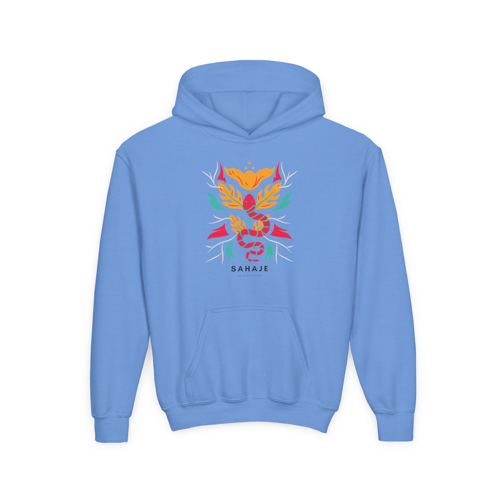 Youth Hoodie — Colorful Sahaja Floral Serpent Design