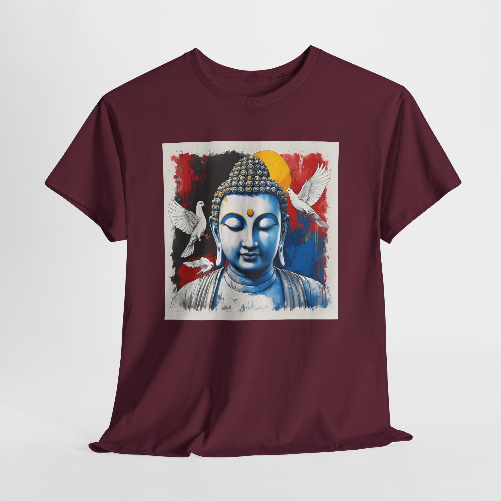 Buddha Peace Tee — Colorful Buddha & Doves Graphic T-Shirt