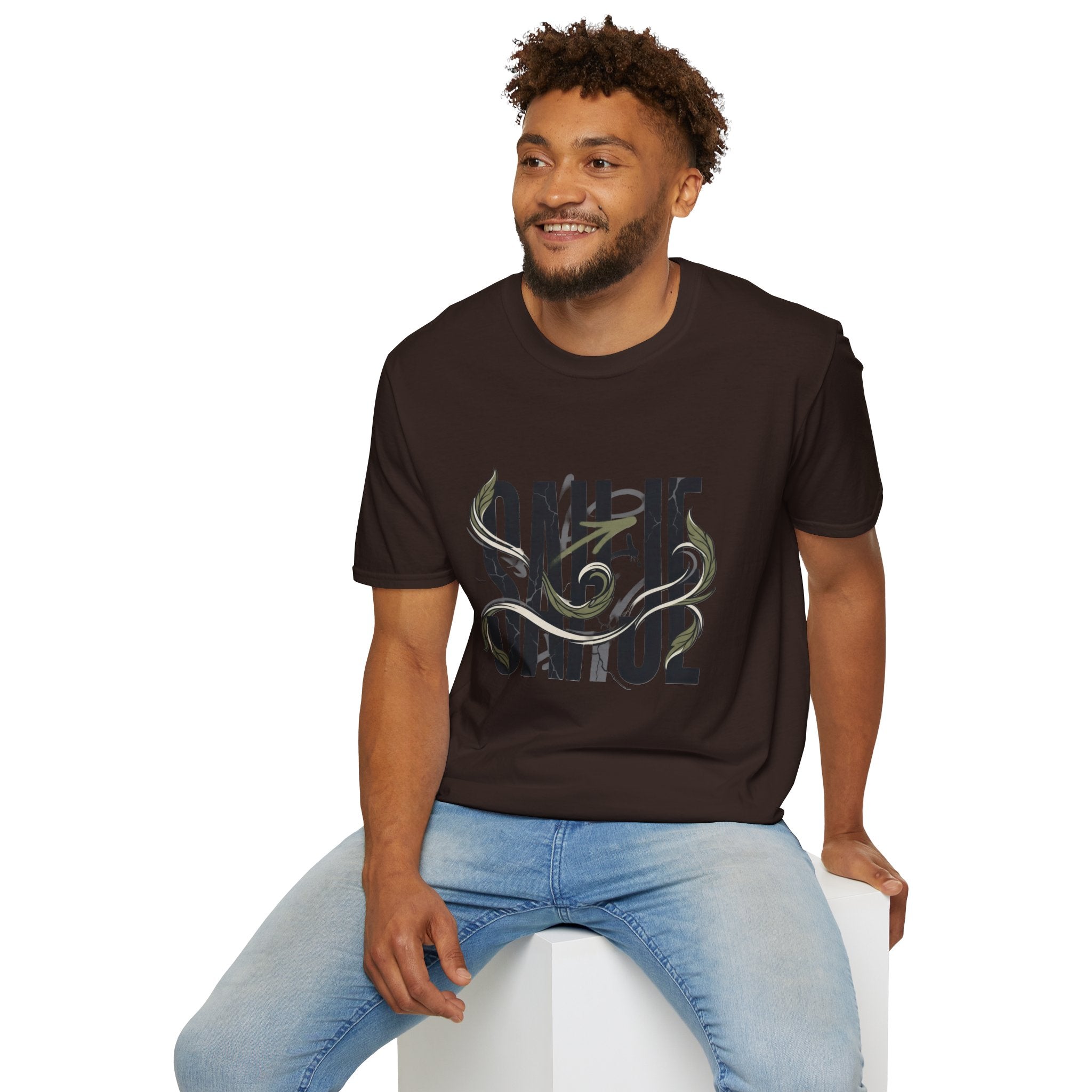 Saurus Graphic T-Shirt — Retro Block Lettering with Snake Illustration