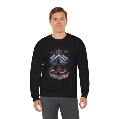 Japanese Mountain Pagoda Crewneck Sweatshirt