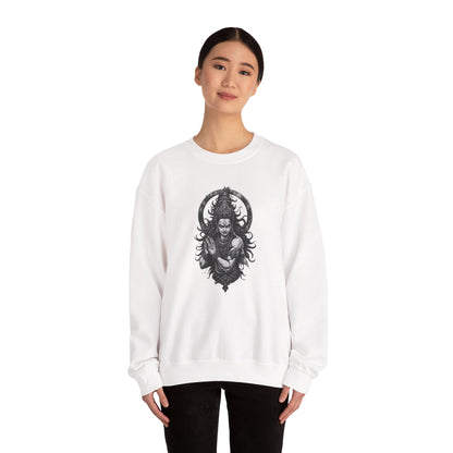 Shiva Meditation Crewneck Sweatshirt — Detailed Shiva Portrait Spiritual Yoga Pullover