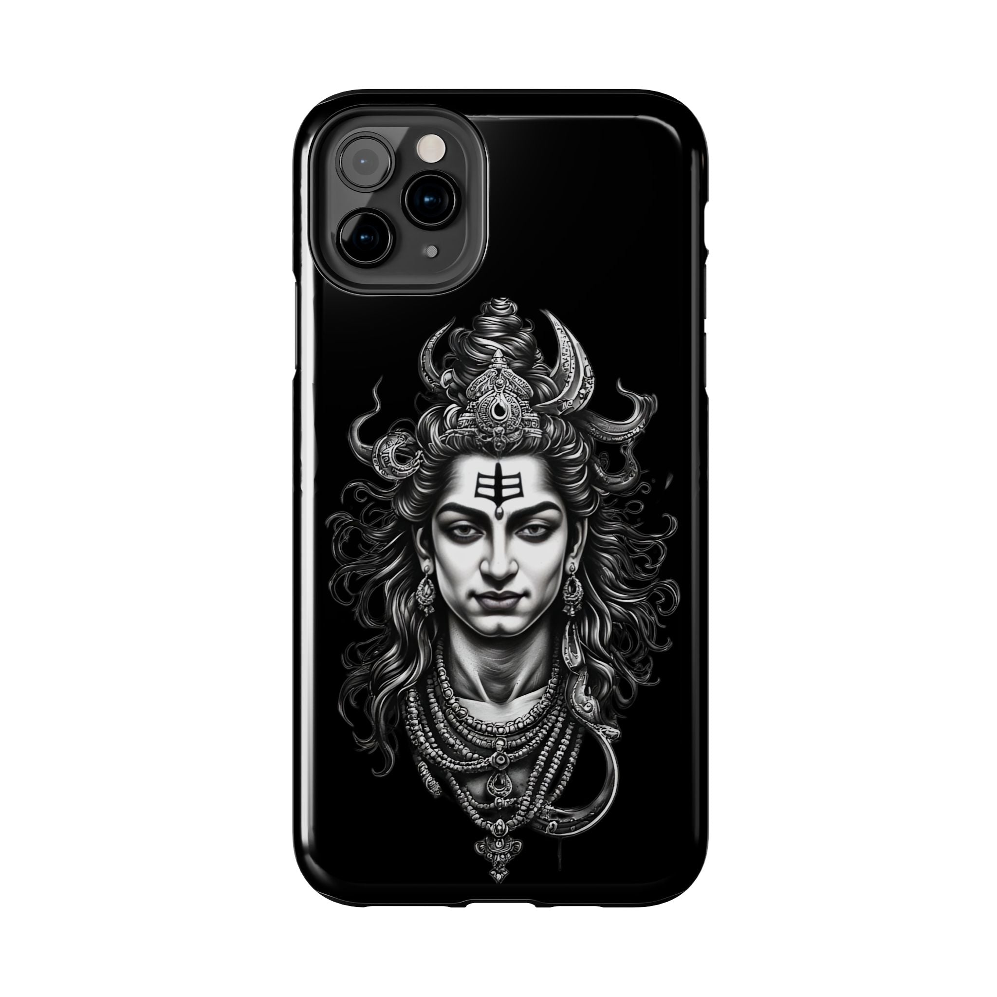 Phone Case — Intricate Lord Shiva Illustration on Black Tough Case