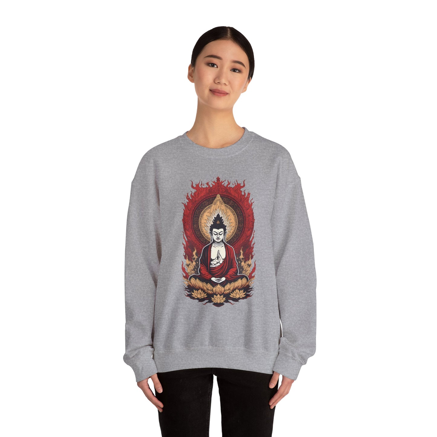 Buddha Lotus Flame Crewneck Sweatshirt