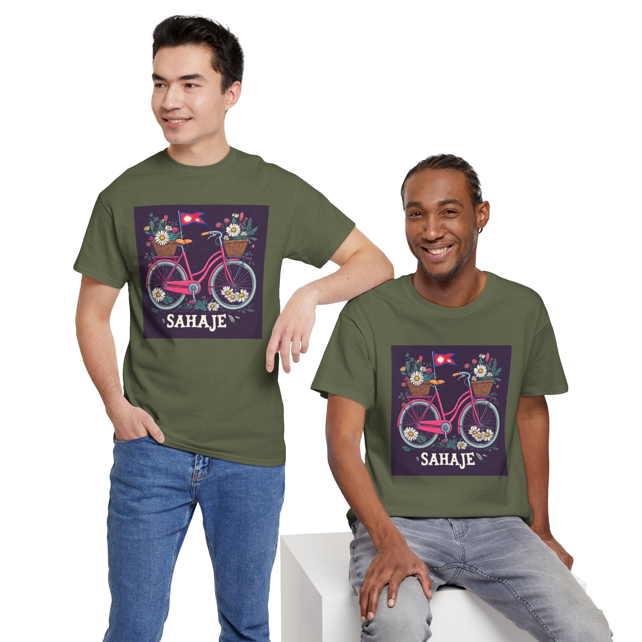 Sahaje Floral Bicycle T‑Shirt