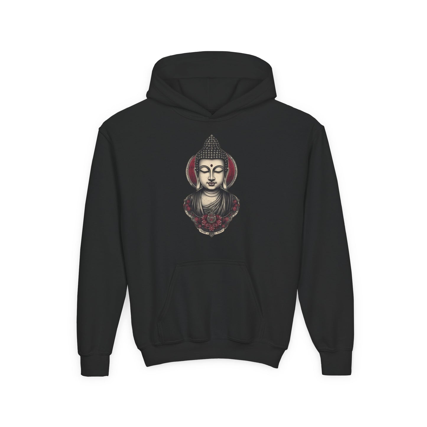 Buddha Head Youth Hoodie — Vintage Lotus Meditation Sweatshirt