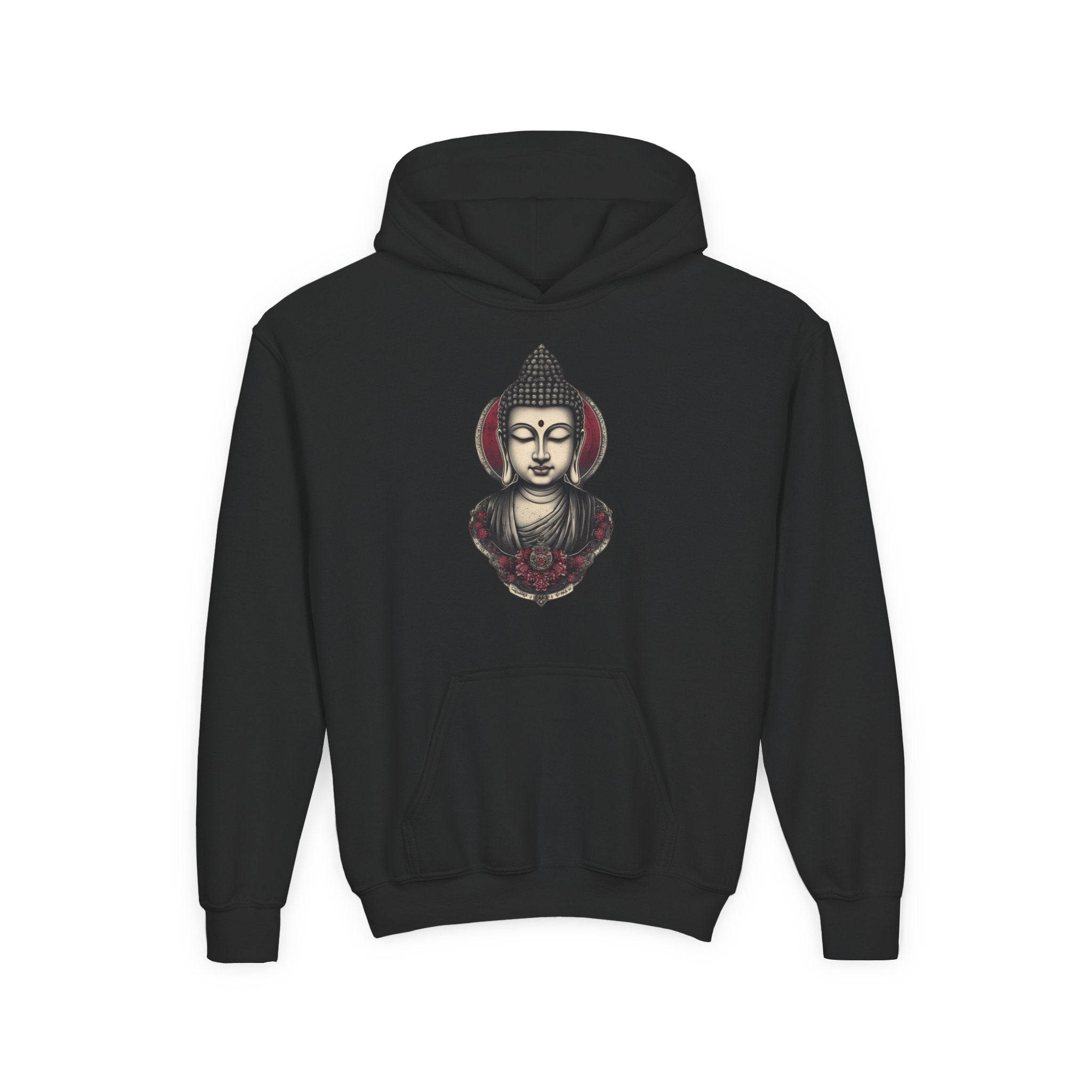 Buddha Head Youth Hoodie — Vintage Lotus Meditation Sweatshirt