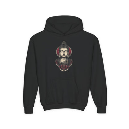 Buddha Head Youth Hoodie — Vintage Lotus Meditation Sweatshirt