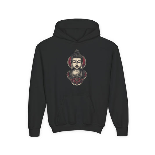 Buddha Head Youth Hoodie — Vintage Lotus Meditation Sweatshirt