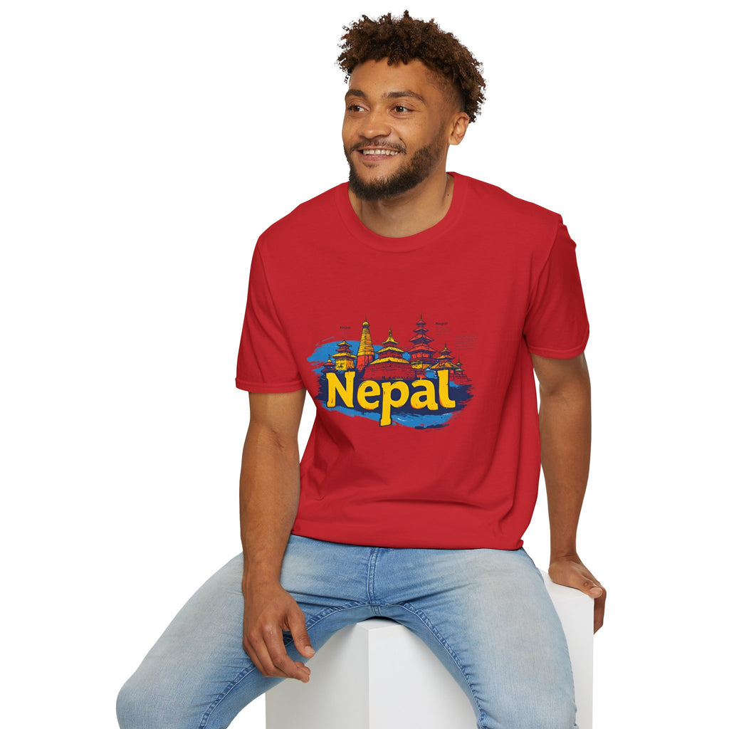 Nepal Temple Skyline T-Shirt – Nepali Cultural Heritage Graphic Tee, Travel & Spiritual Design