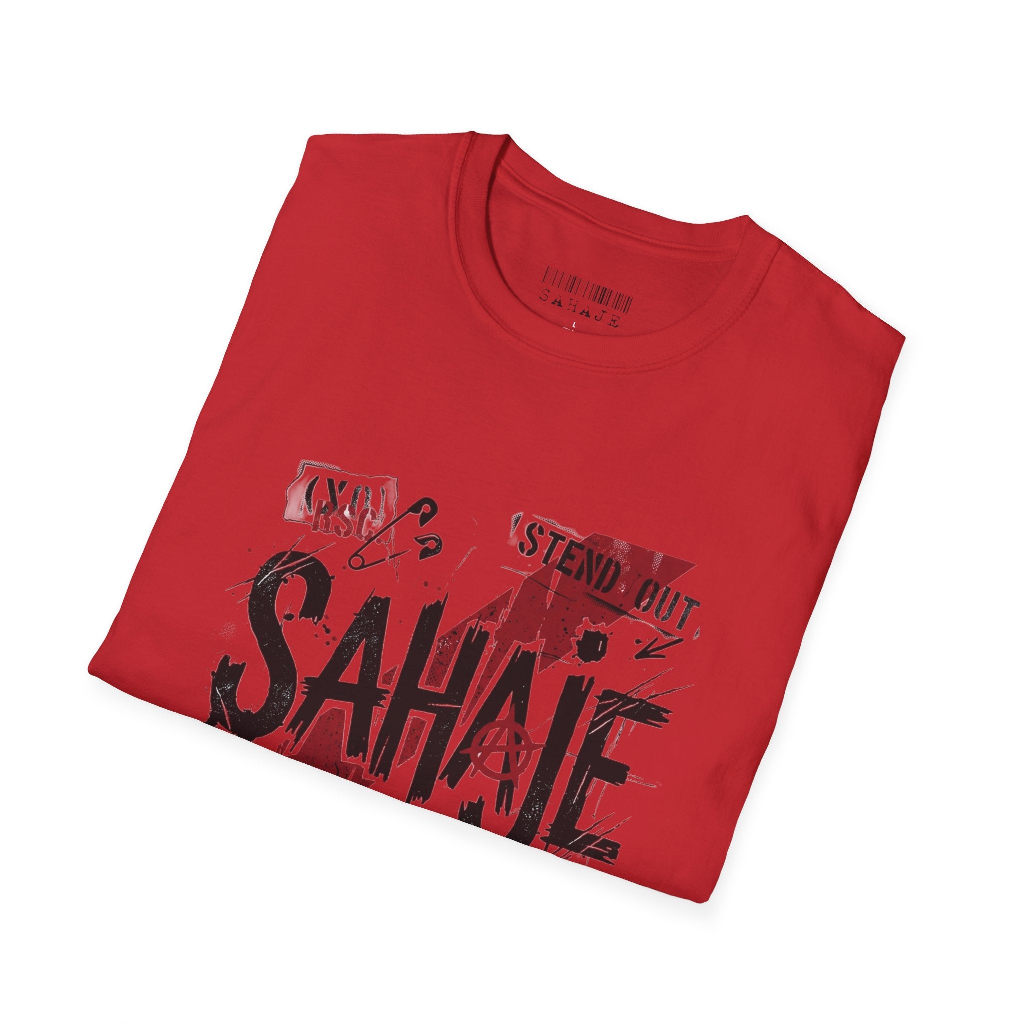 Sahajé Graphic T-Shirt — Bold Streetwear Tee with Red Slash Design