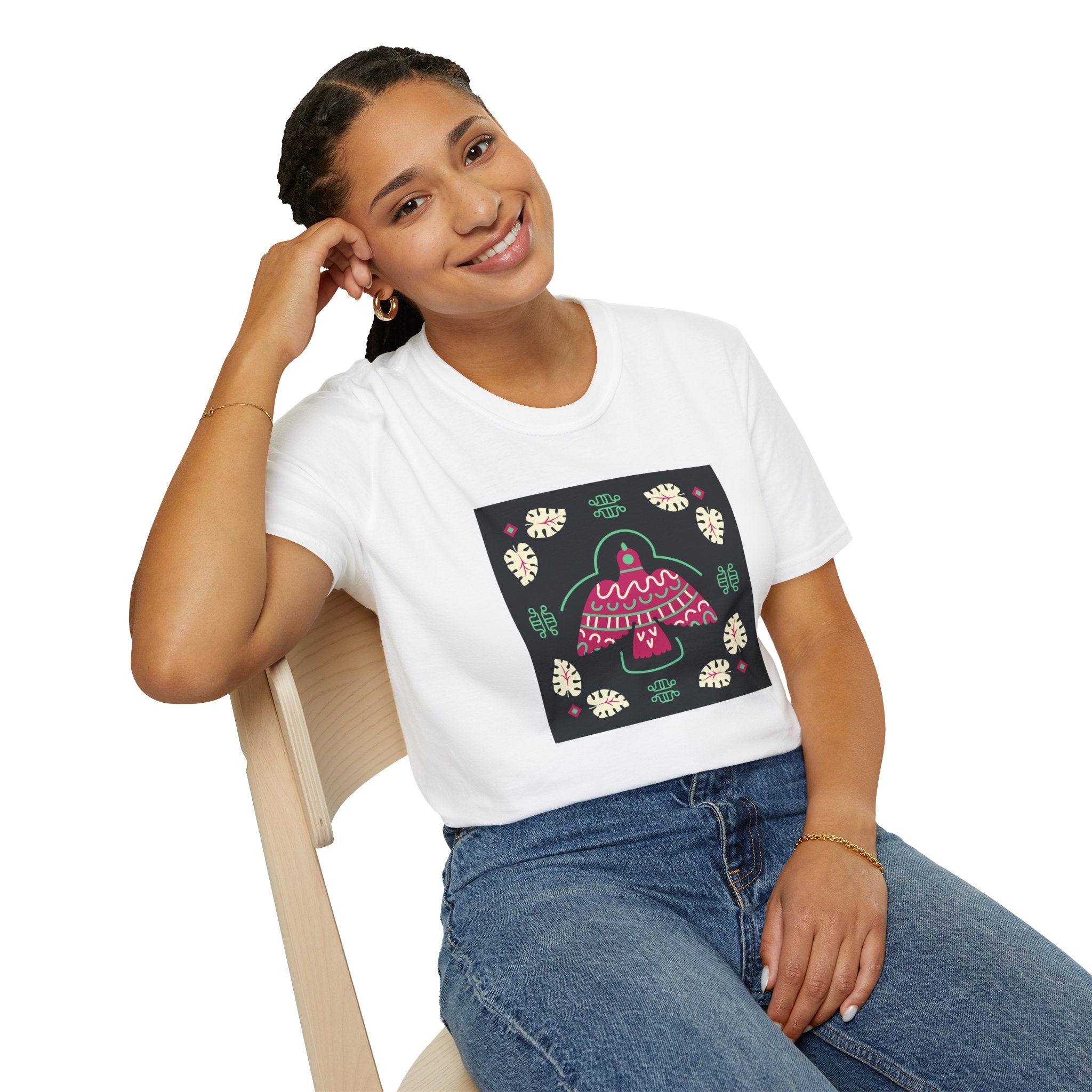 Mushroom Folk Art T-Shirt — Creepy Cute Pink Mushroom Design