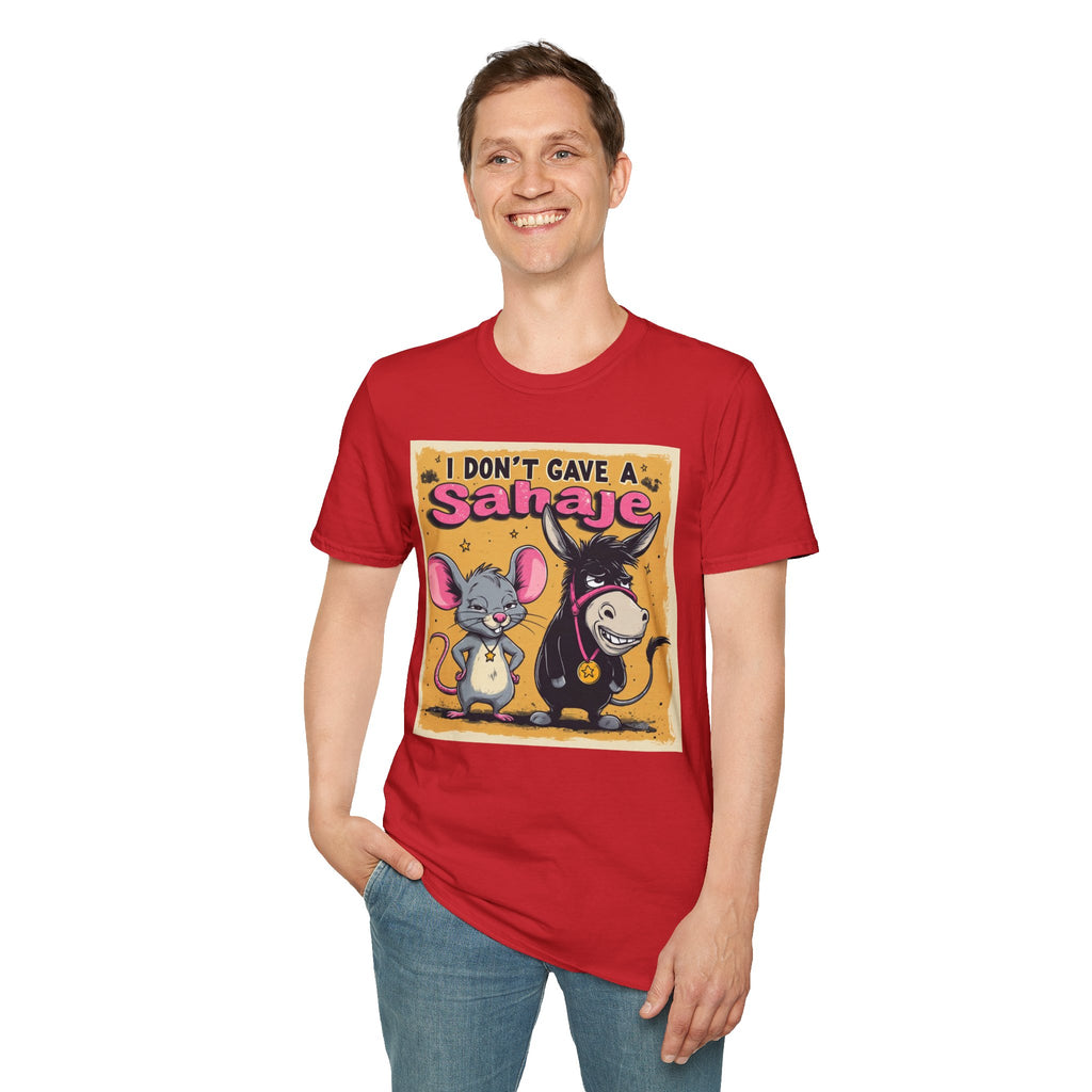 Don’t Give a Satrage T-Shirt — Funny Mouse & Donkey Cartoon Tee