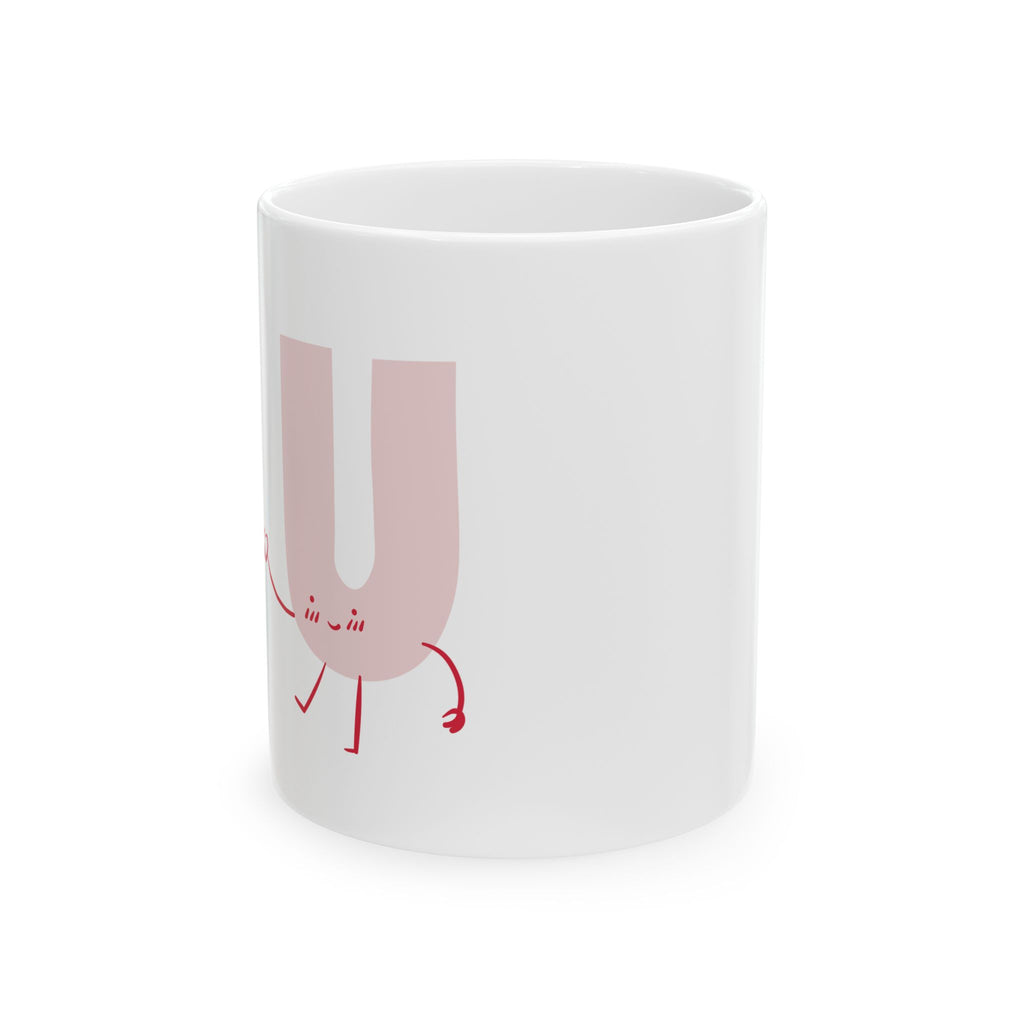 Cute Letter U Ceramic Mug - Fun Gift for Kids, Personalized Coffee Cup, Playful Drinkware, Birthday Present, Home Decor