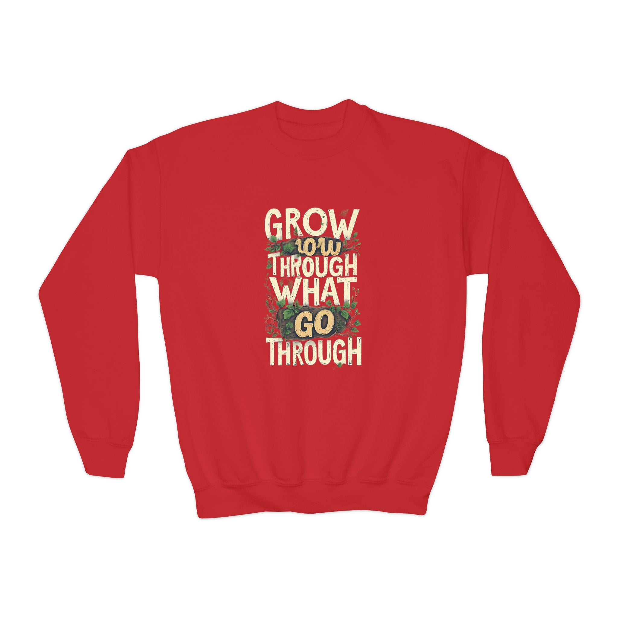 Youth Crewneck "Grow Slow, Go Far" Floral Sweatshirt