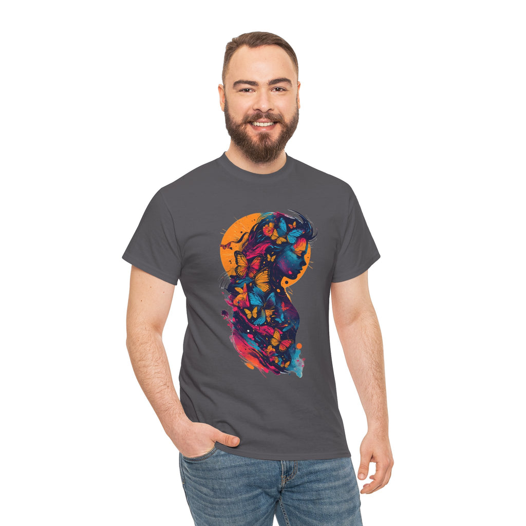 Butterfly Silhouette Graphic Tee — Colorful Maternity Profile Design