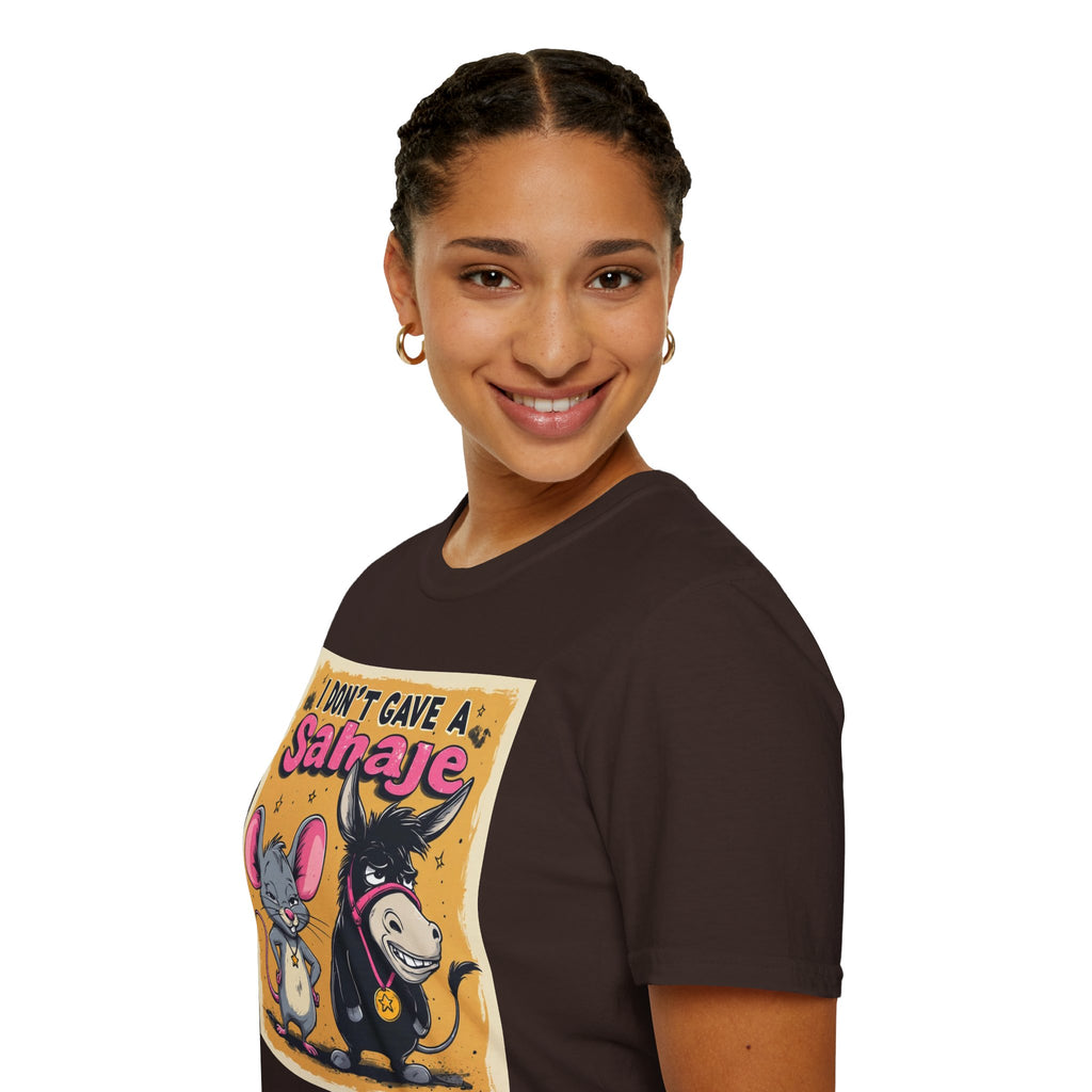 Don’t Give a Satrage T-Shirt — Funny Mouse & Donkey Cartoon Tee
