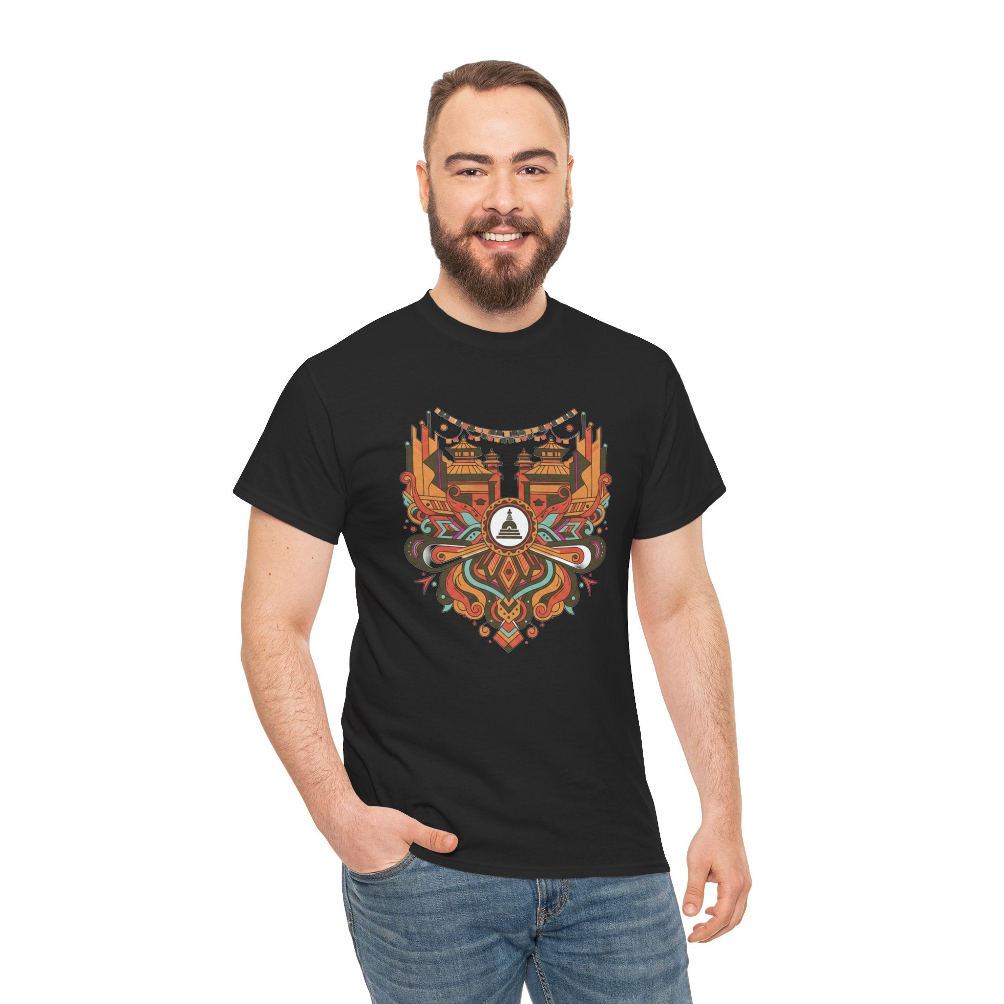Mandala Cityscape Tee — Boho Urban Art Graphic T-Shirt