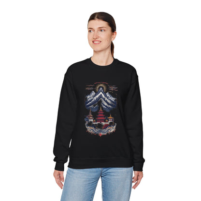 Japanese Mountain Pagoda Crewneck Sweatshirt