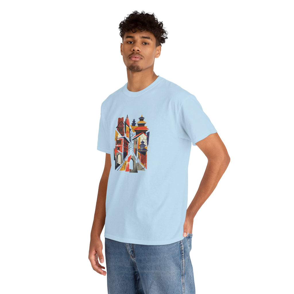 Cityscape Abstract Tee — Colorful Urban Architecture Graphic T‑Shirt