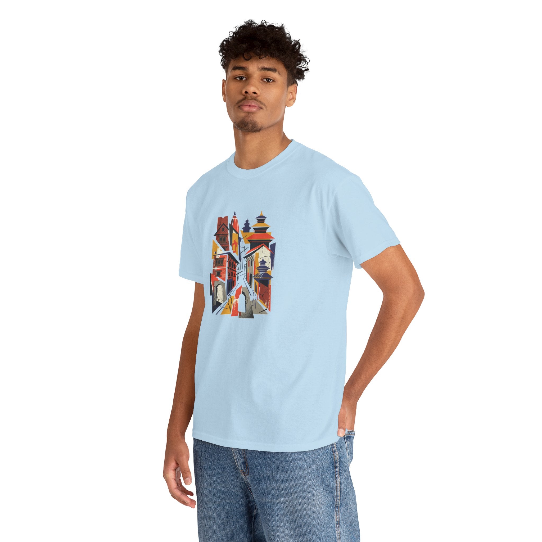 Cityscape Abstract Tee — Colorful Urban Architecture Graphic T‑Shirt