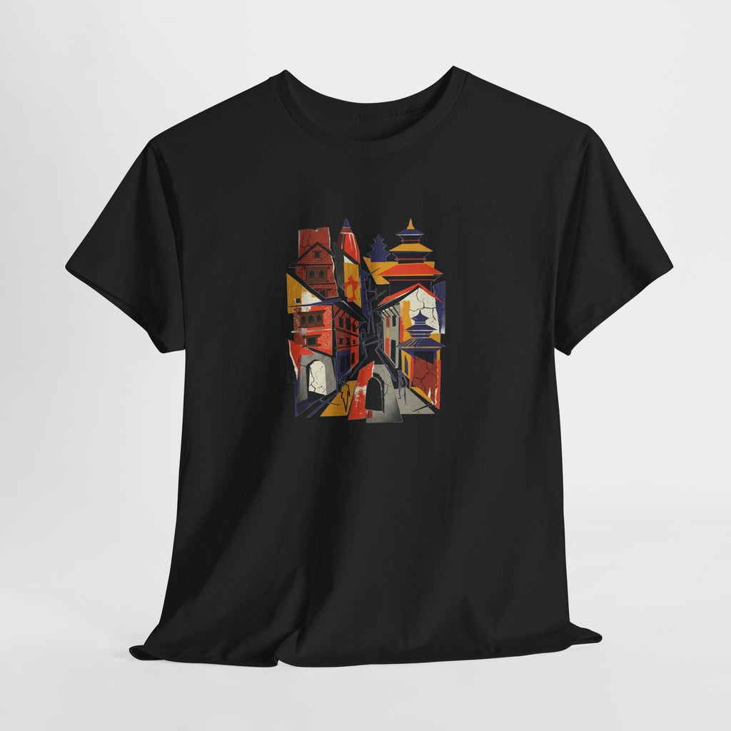 Cityscape Abstract Tee — Colorful Urban Architecture Graphic T‑Shirt
