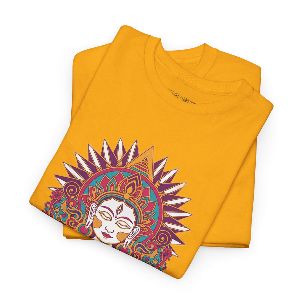 Spiritual Goddess Sun Mandala Tee — Colorful Boho Yoga T‑Shirt