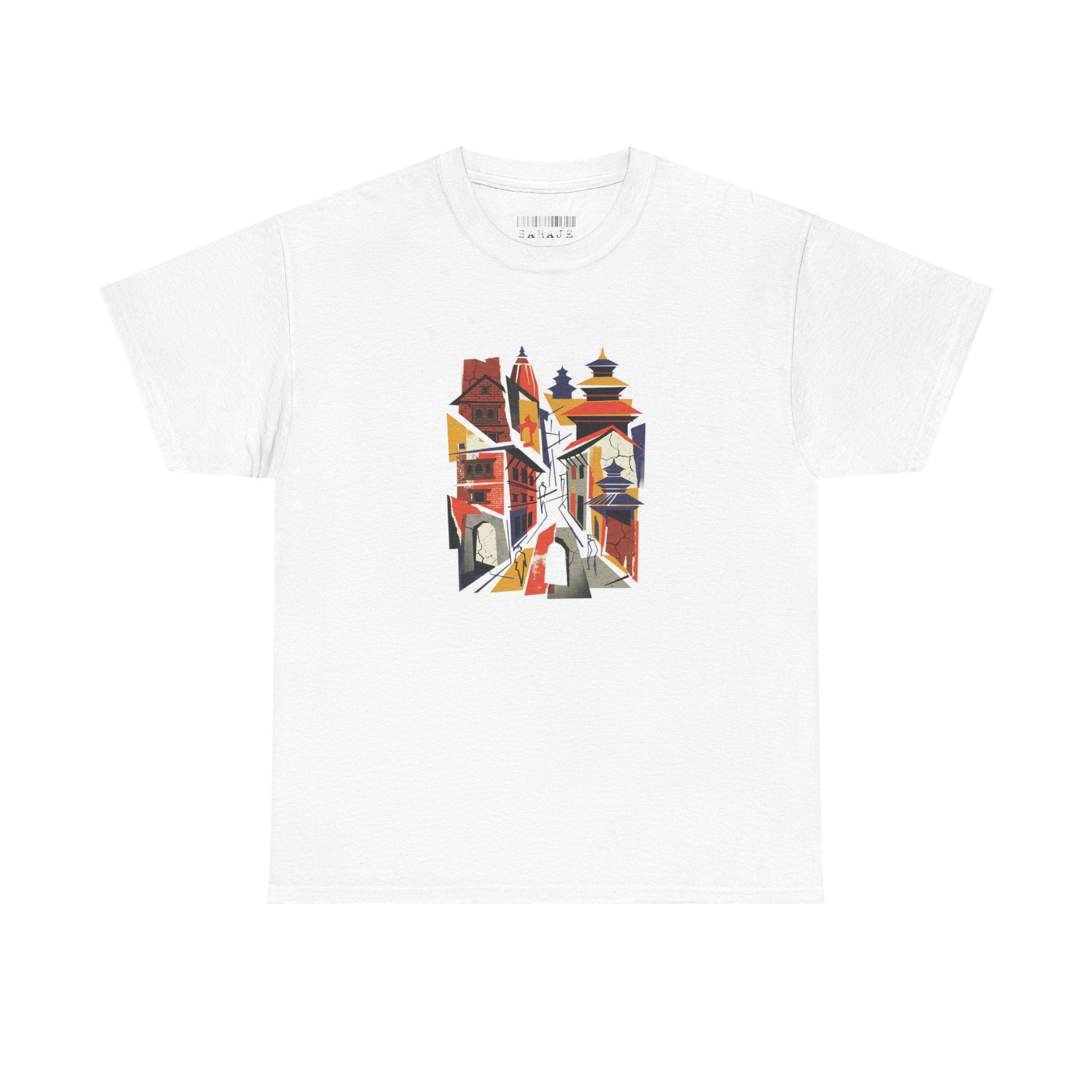 Cityscape Abstract Tee — Colorful Urban Architecture Graphic T‑Shirt