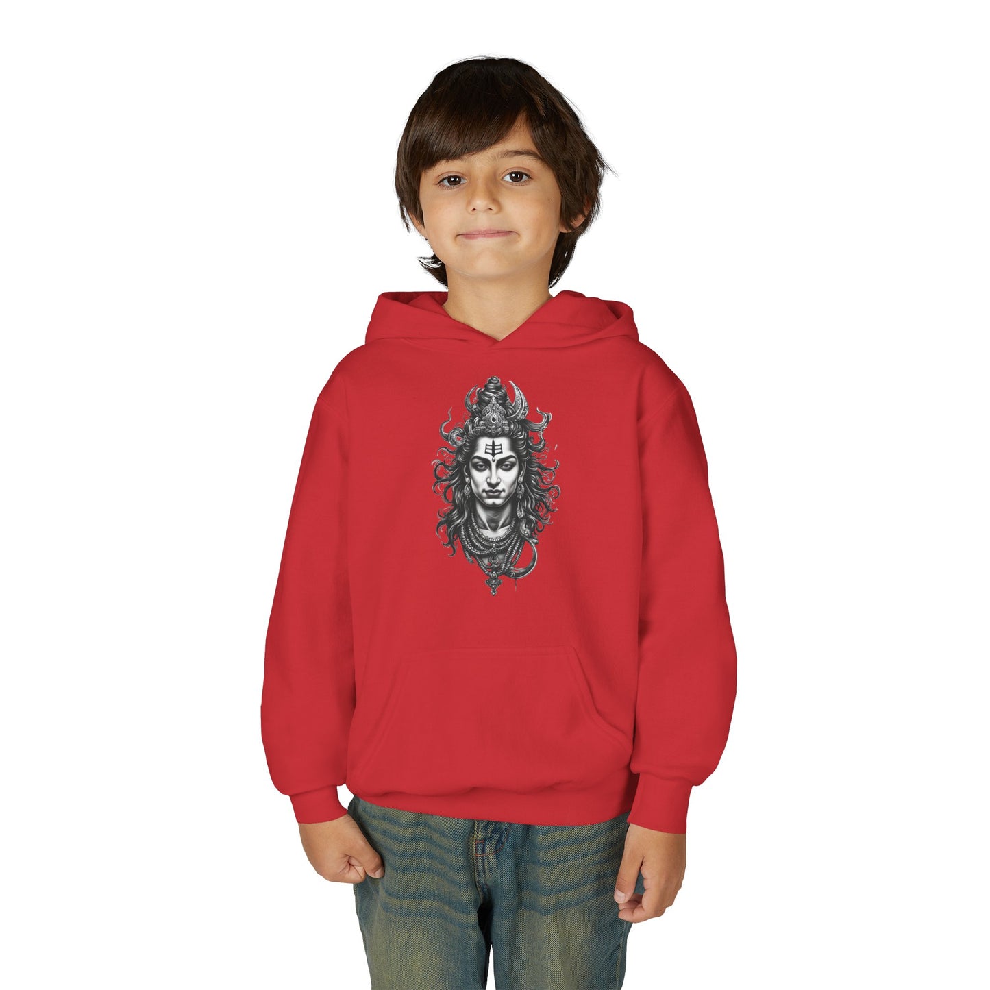 Shiva Illustration Youth Hoodie — Mystical Hindu God Graphic Pullover