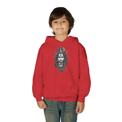 Shiva Illustration Youth Hoodie — Mystical Hindu God Graphic Pullover