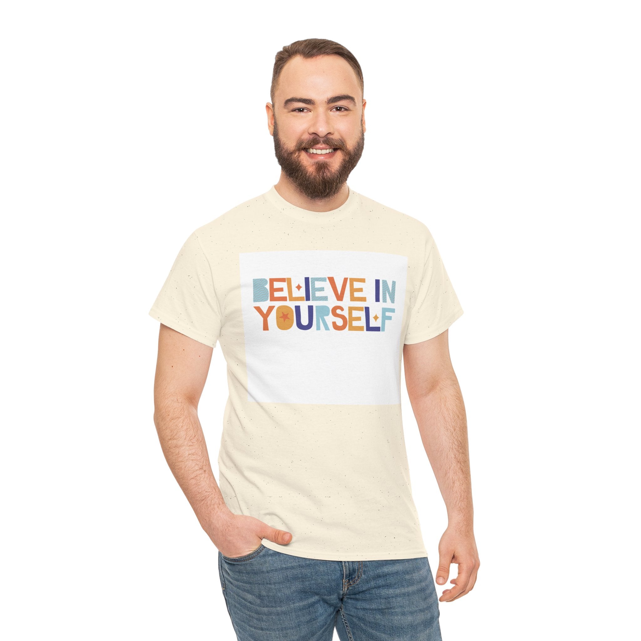 T-Shirt — "Believe in Yourself" Colorful Retro Motivational Tee