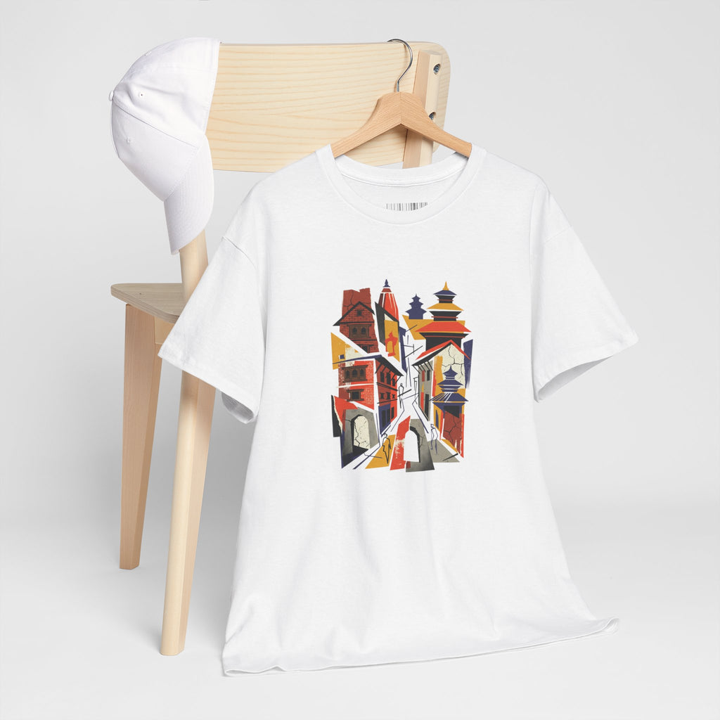 Cityscape Abstract Tee — Colorful Urban Architecture Graphic T‑Shirt