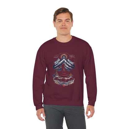 Japanese Mountain Pagoda Crewneck Sweatshirt