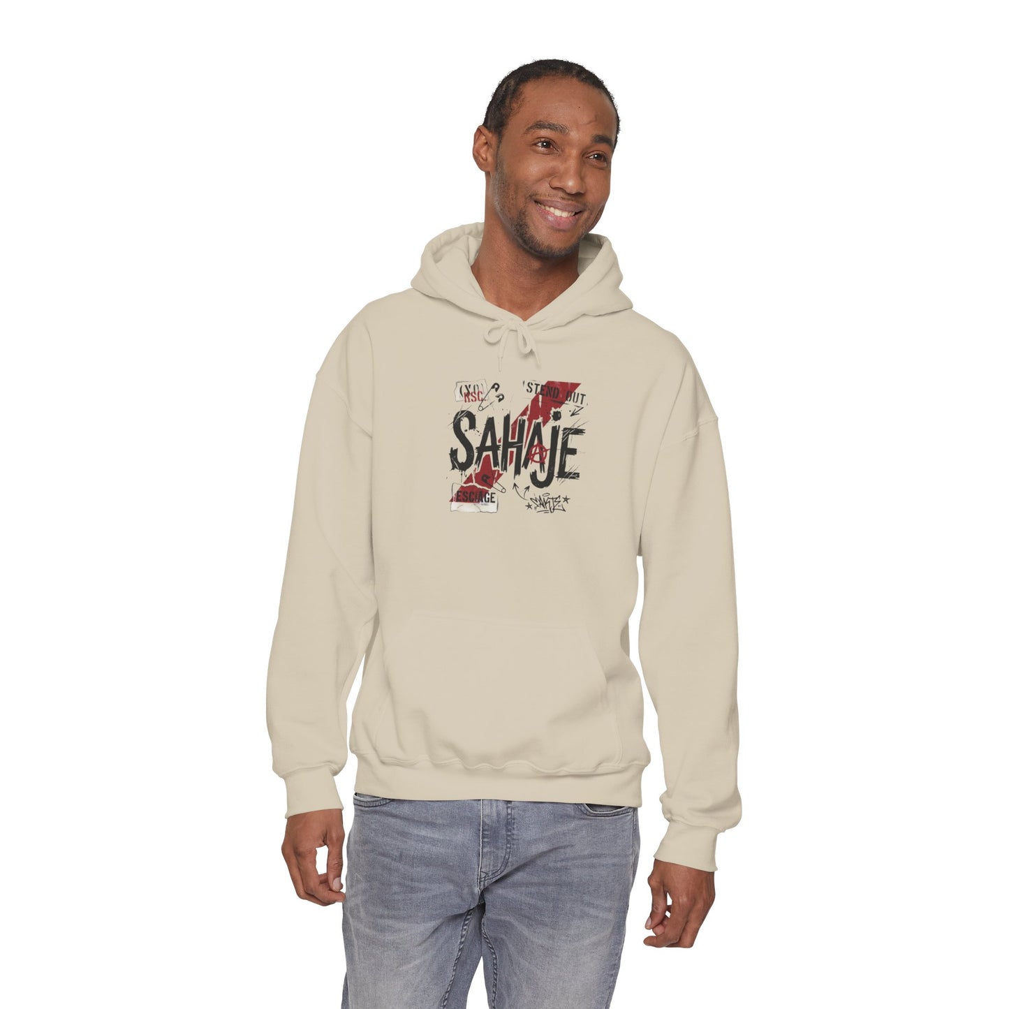 Sahaje Graphic Hoodie – Distressed Vintage Script Pullover